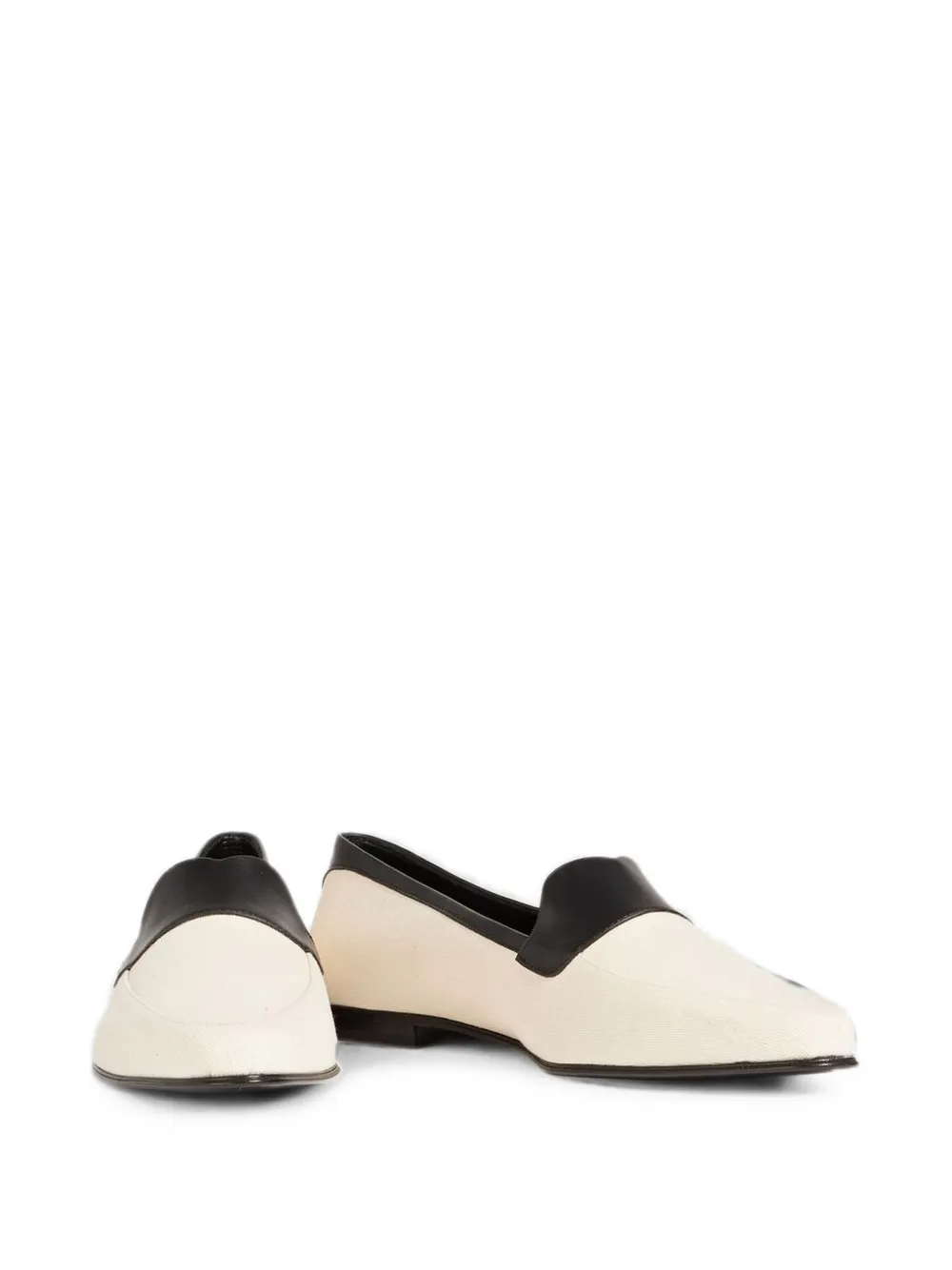 KHAITE leather-trimmed canvas loafers Beige