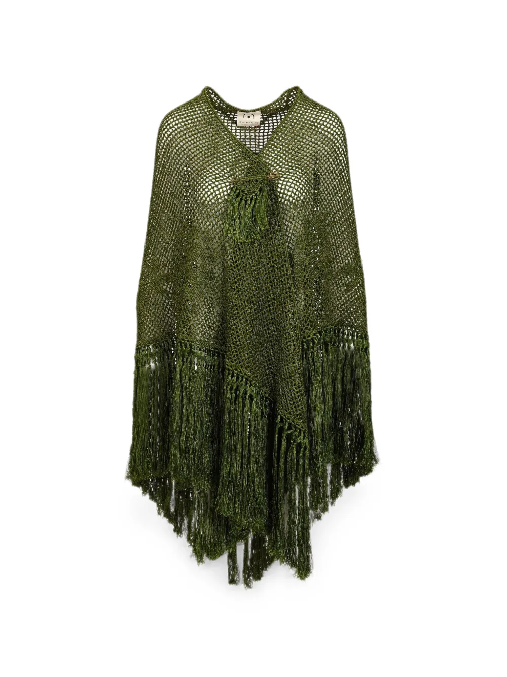 Chiara Is crochet-knit fringed scarf - Verde