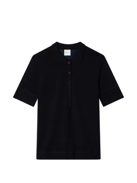 Paul Smith merino wool-blend navy blue polo shirt