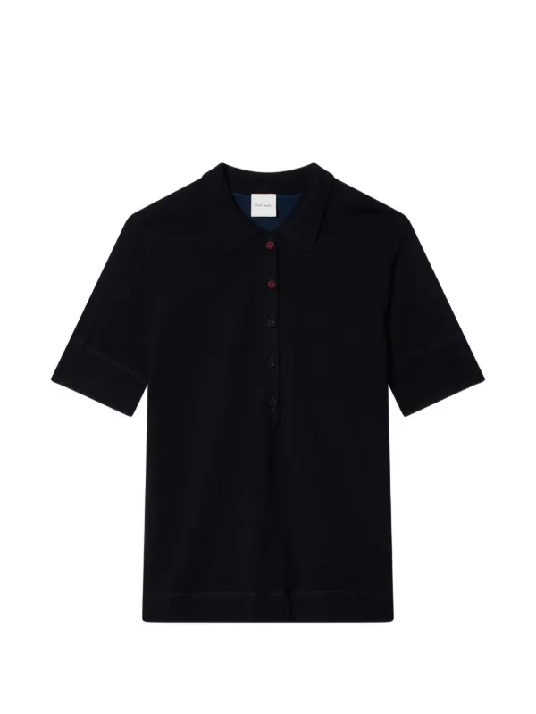 Paul Smith Merino Wool-blend Navy Blue Polo Shirt