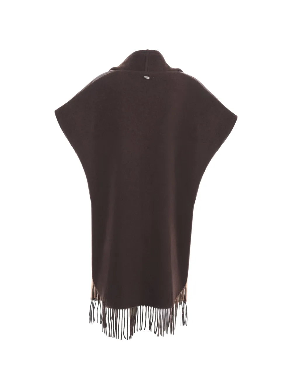Herno Cape met franje bij de zoom Bruin