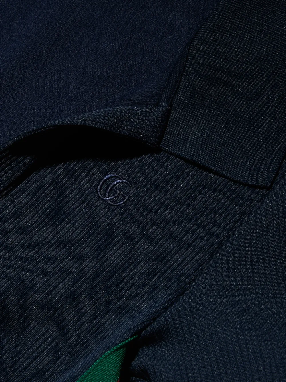Gucci Geribbelde jersey katoenen jurk met Web-detail Blauw