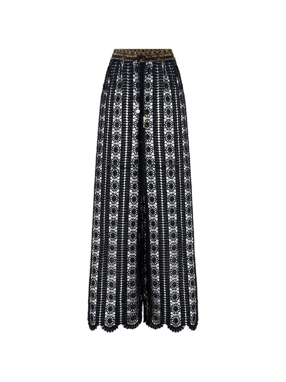 Camilla flower-lace trousers - Nero