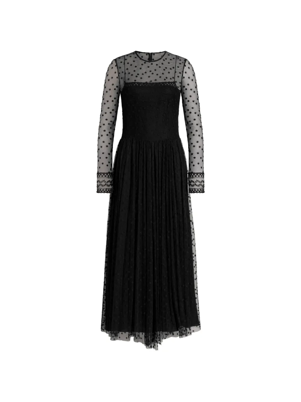 Alberta Ferretti polka-dot embroidered-lace midi dress - Black
