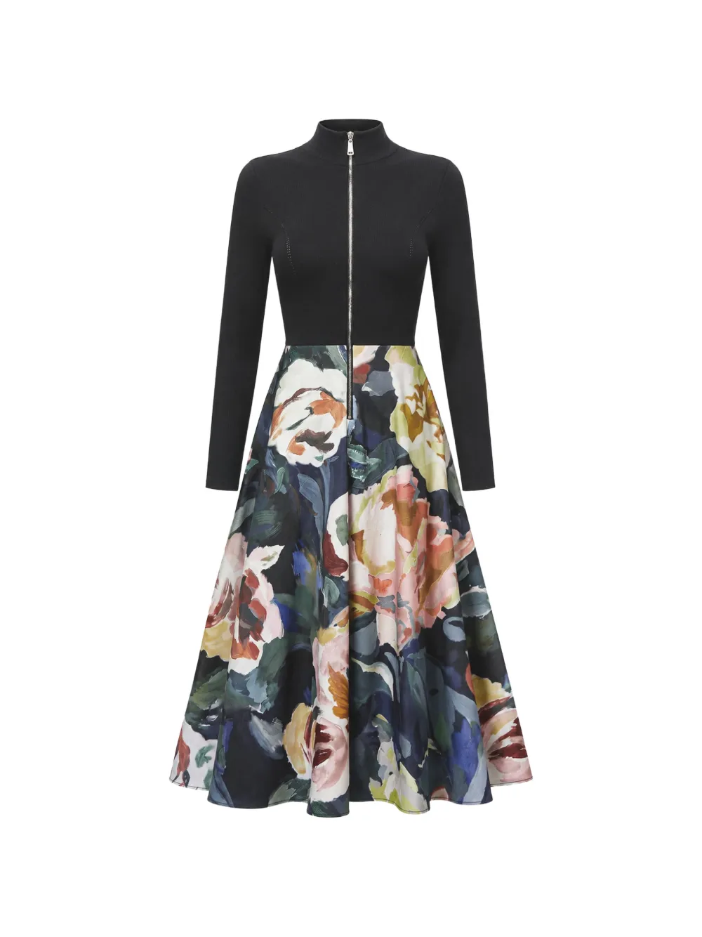 Ted Baker Floral-print Ottoman Midi Dress In Black