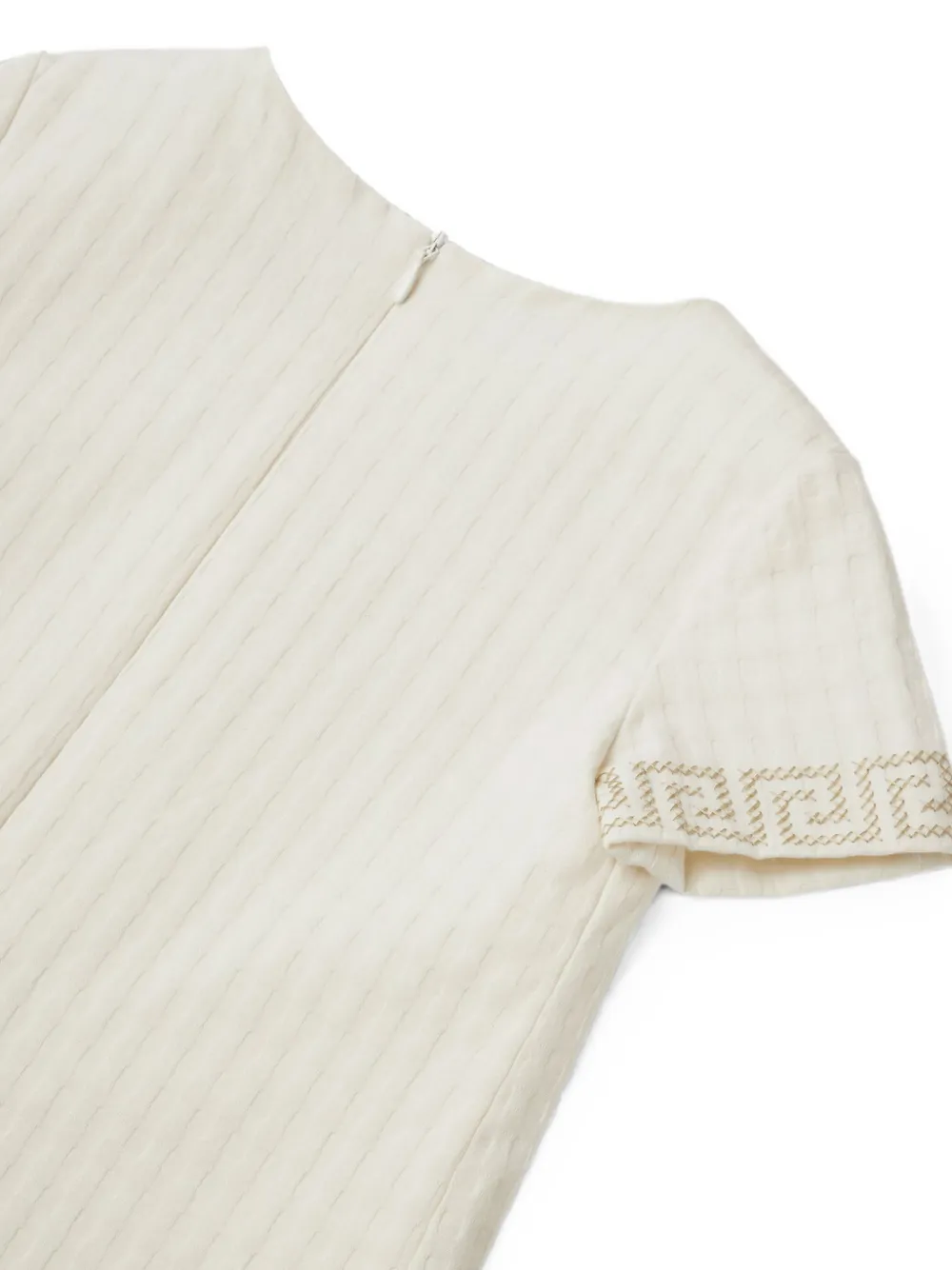 Versace Kids Jurk met Greca-borduurwerk en ruit-jacquard Beige