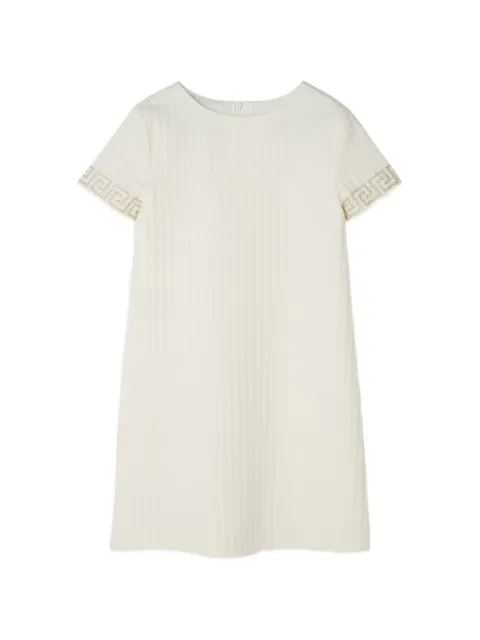 Versace Kids Greca-embroidered check-jacquard dress