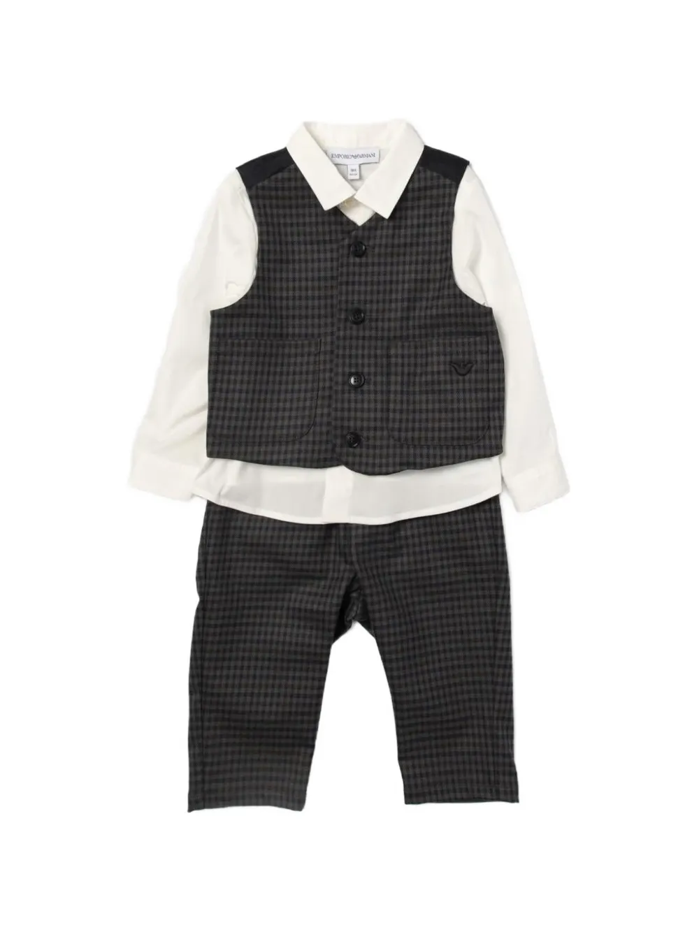 Emporio Armani Kids gingham-pattern three-piece suit - Nero