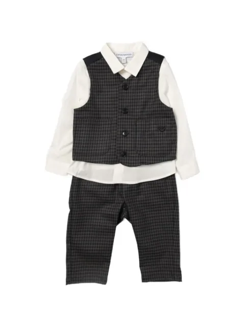 Emporio Armani Kids gingham-pattern three-piece suit
