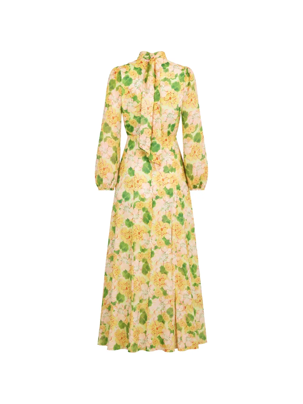 Saloni Jaclyn jurk met bloemenprint Geel