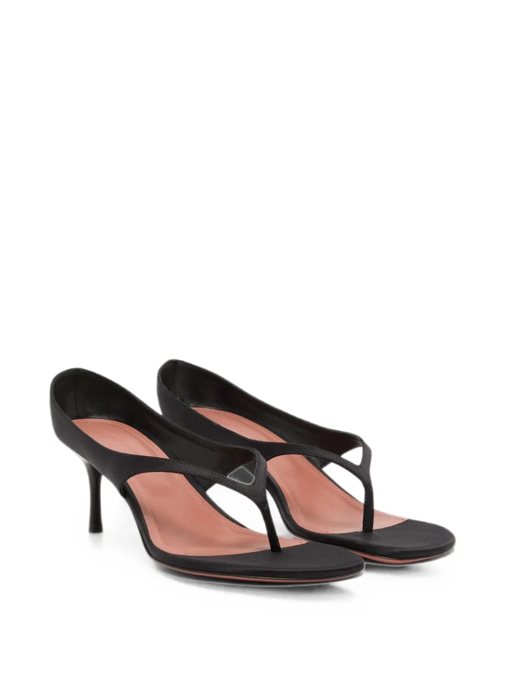 Amina Muaddi Alexandra thong slippers 60 black satin Zwart