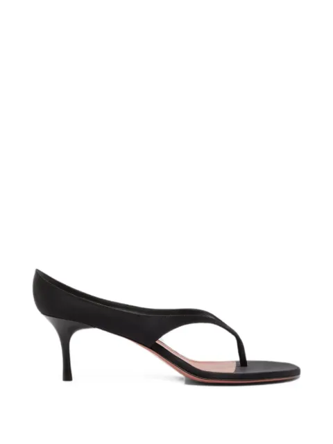 Amina Muaddi slippers Alexandra de satén con tacón de 60 mm y tira entre los dedos
