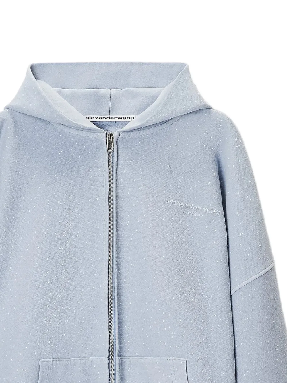 Alexander Wang All-over Crystal Oversized Zip-up Hoodie in Blue, view 2
