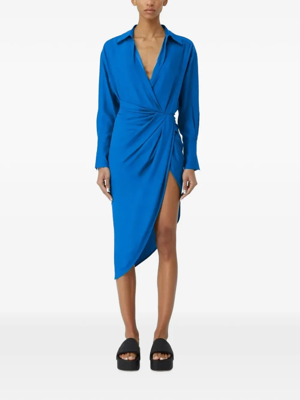 Gauge81 Puno Silk Midi Dress In Blue