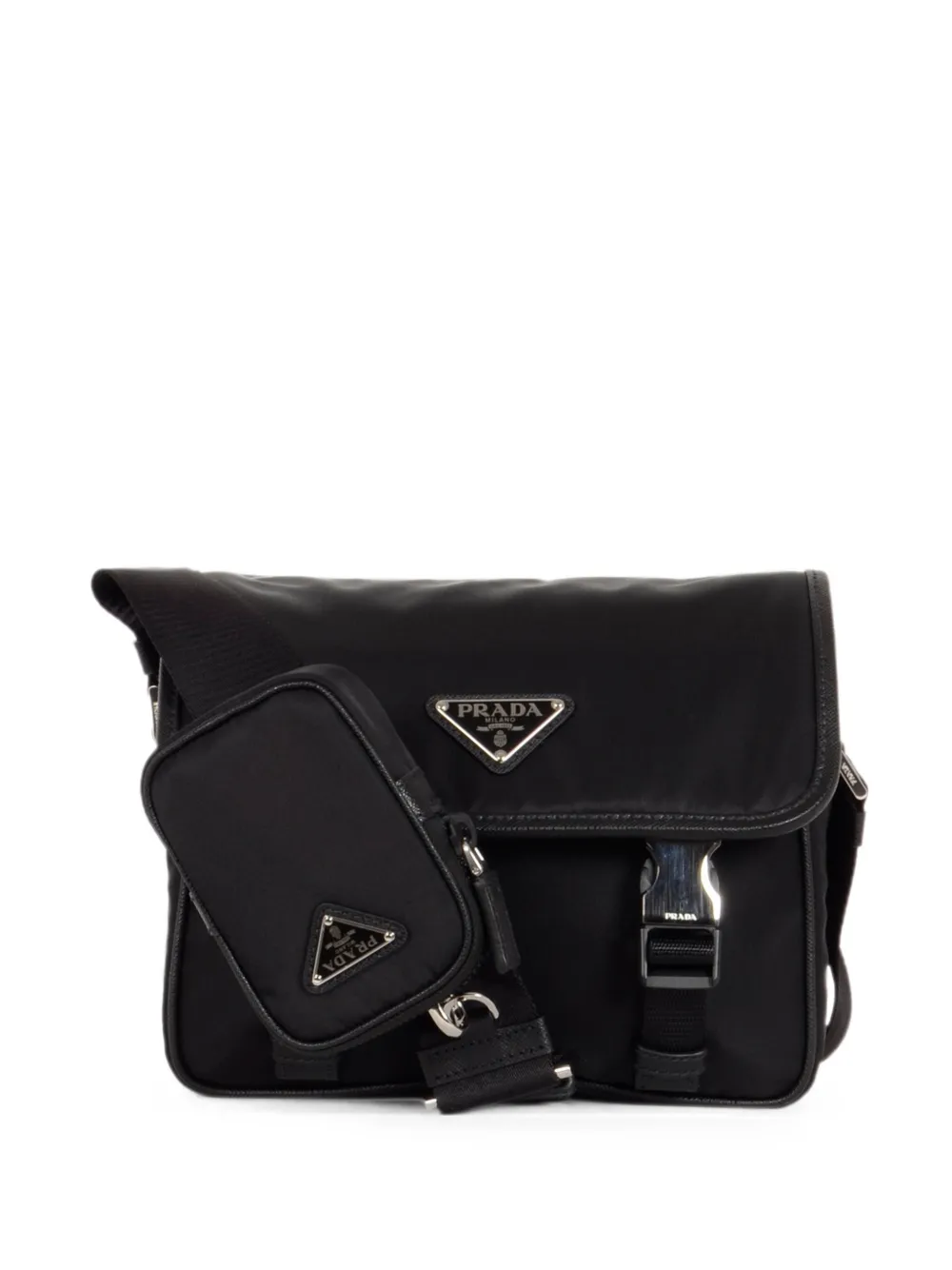 Prada Schultertasche mit Einsätzen aus Re-Nylon - Schwarz
