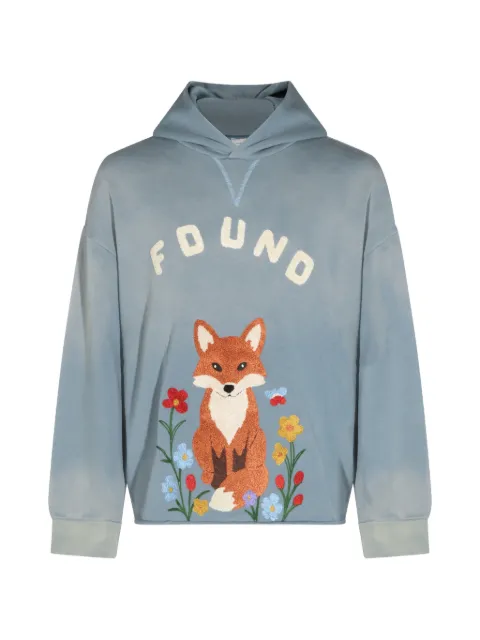 FOUND fox-embroidered cotton hoodie