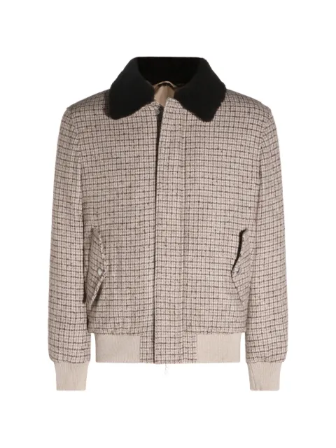 Eleventy checked-pattern shearling-collar jacket