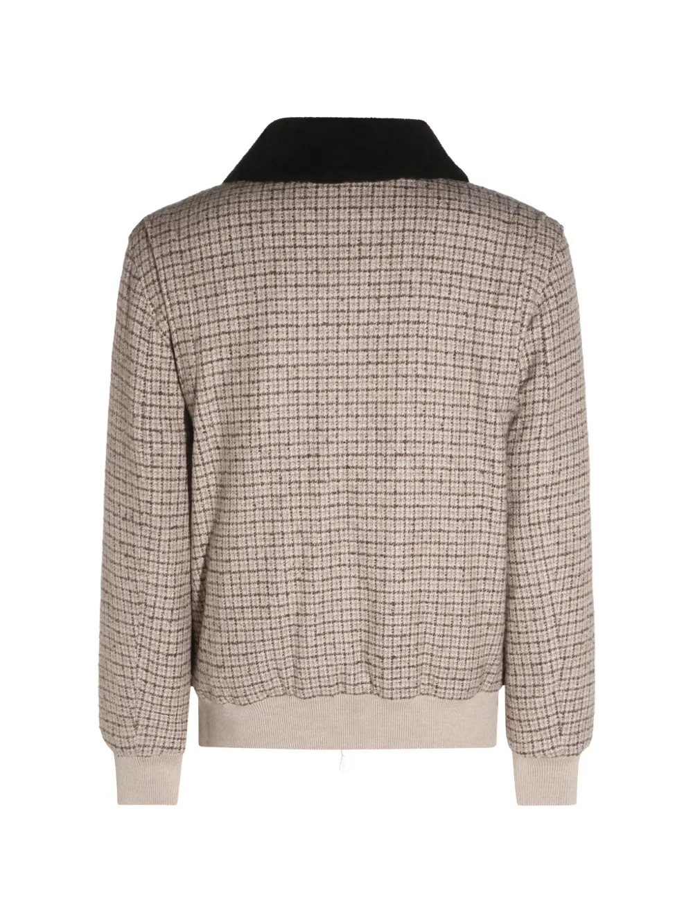 Eleventy Checked-pattern Shearling-collar Jacket In Multi
