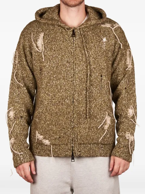 atomo factory distressed marl-knit hoodie