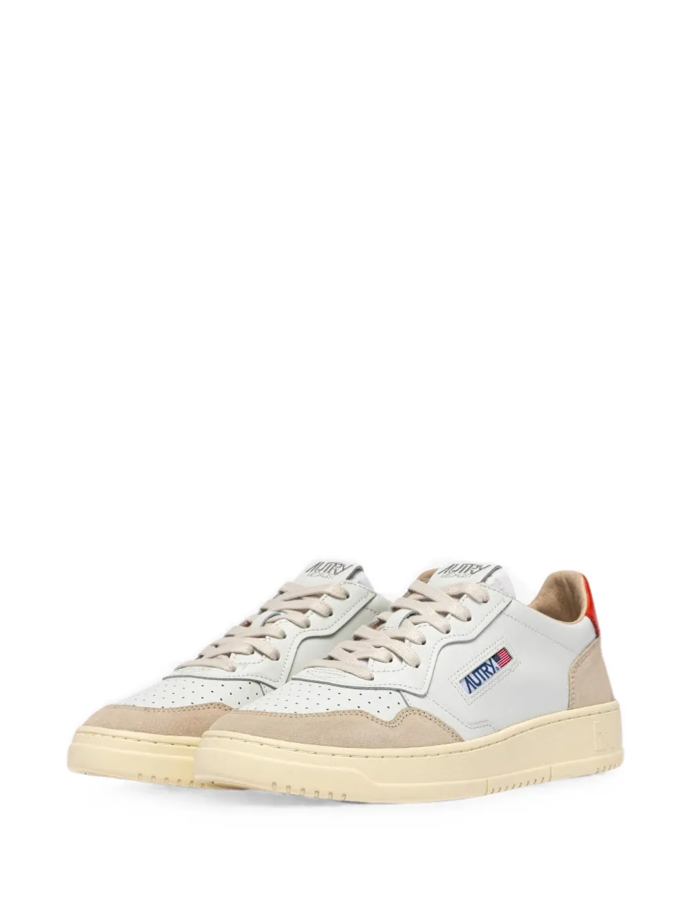 Autry Medalist Low sneakers in white and lion leather and suede Wit