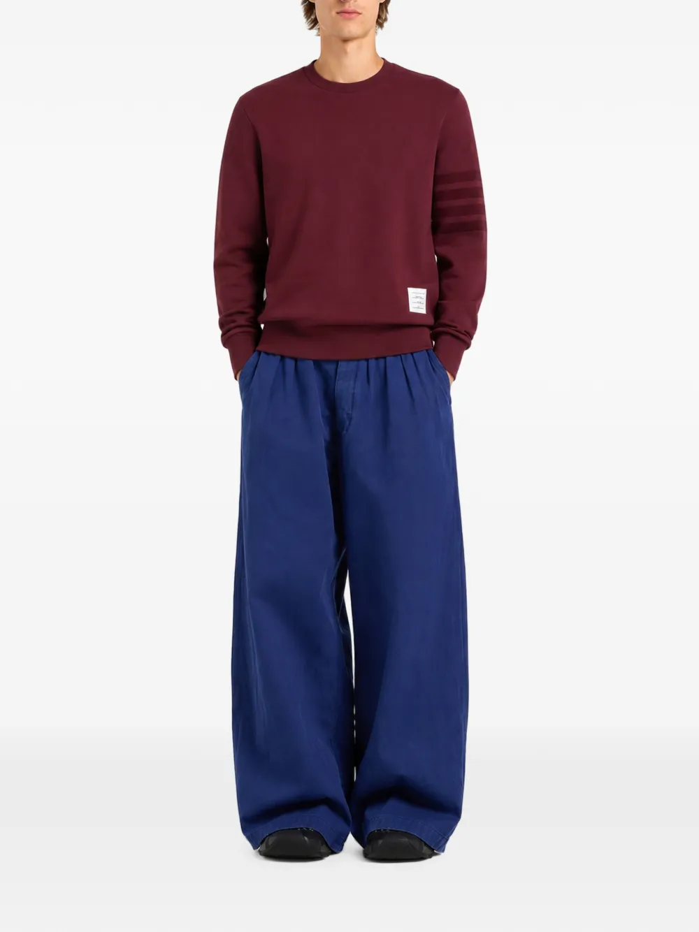 Thom Browne 4-Bar katoenen sweater met ronde hals Rood