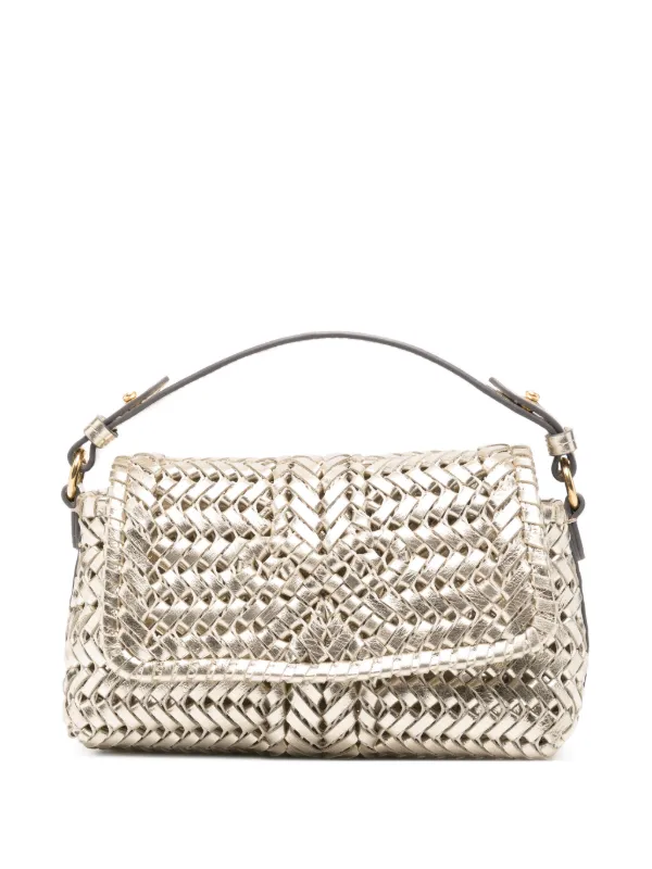Anya Hindmarch Woven Leather Shoulder Bag in Gold