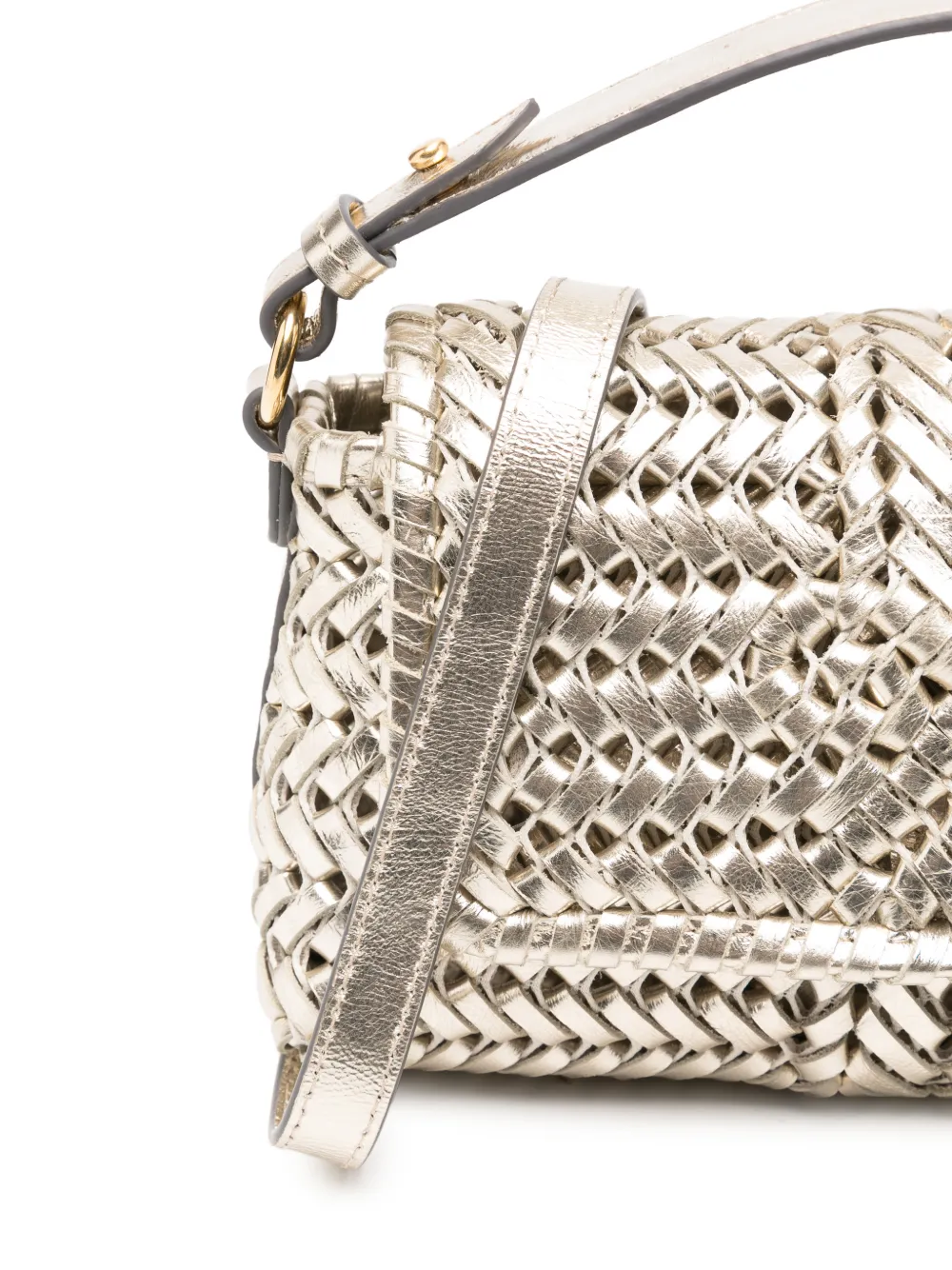 Anya Hindmarch Woven Leather Shoulder Bag in Gold, view 4