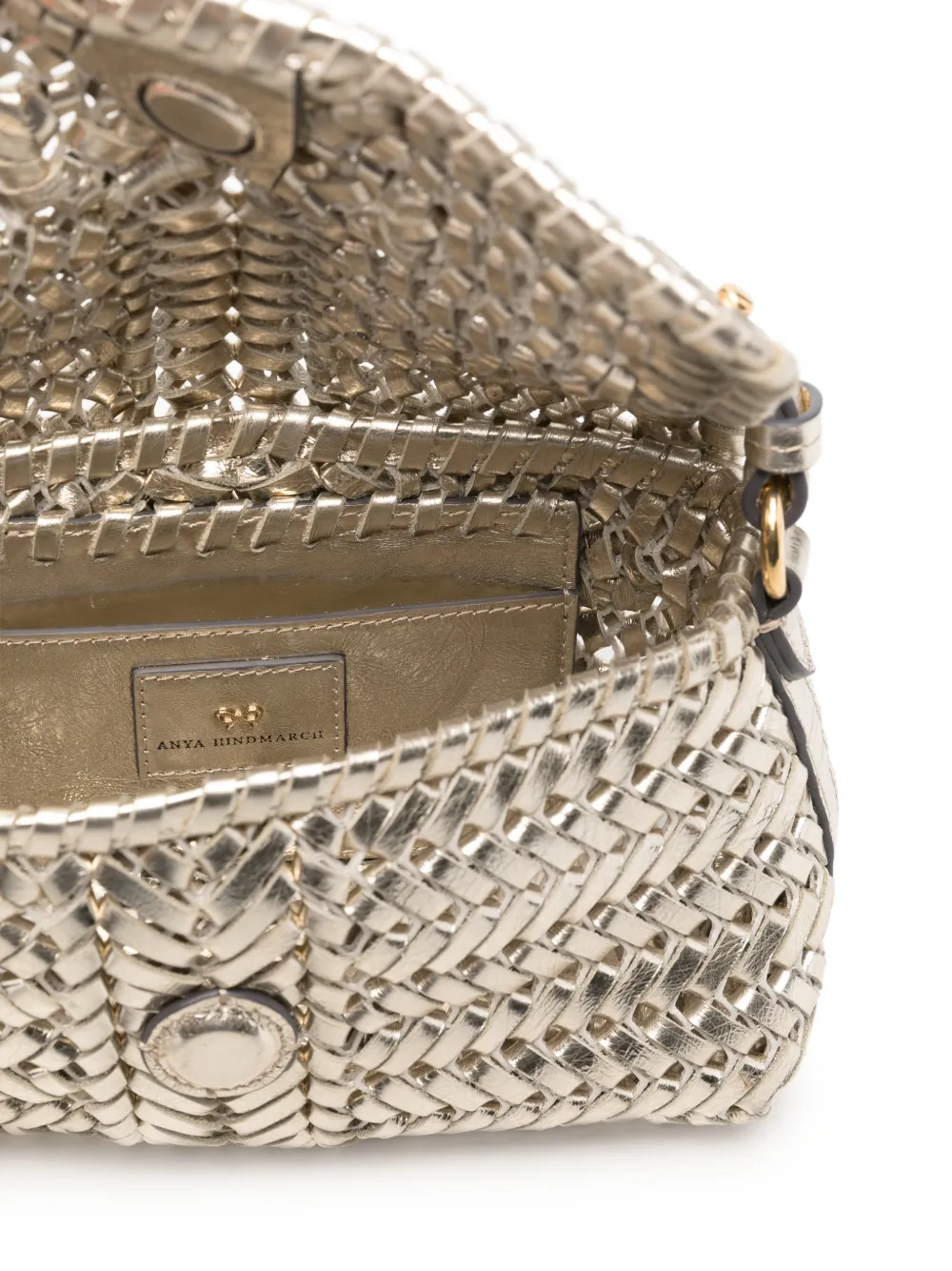 Anya Hindmarch Woven Leather Shoulder Bag in Gold, view 5