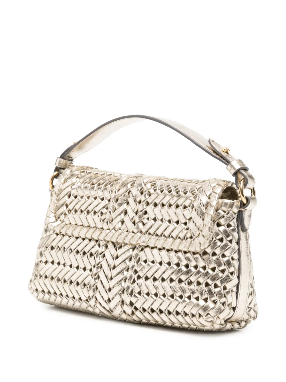 Anya Hindmarch Woven Leather Shoulder Bag in Gold, view 3