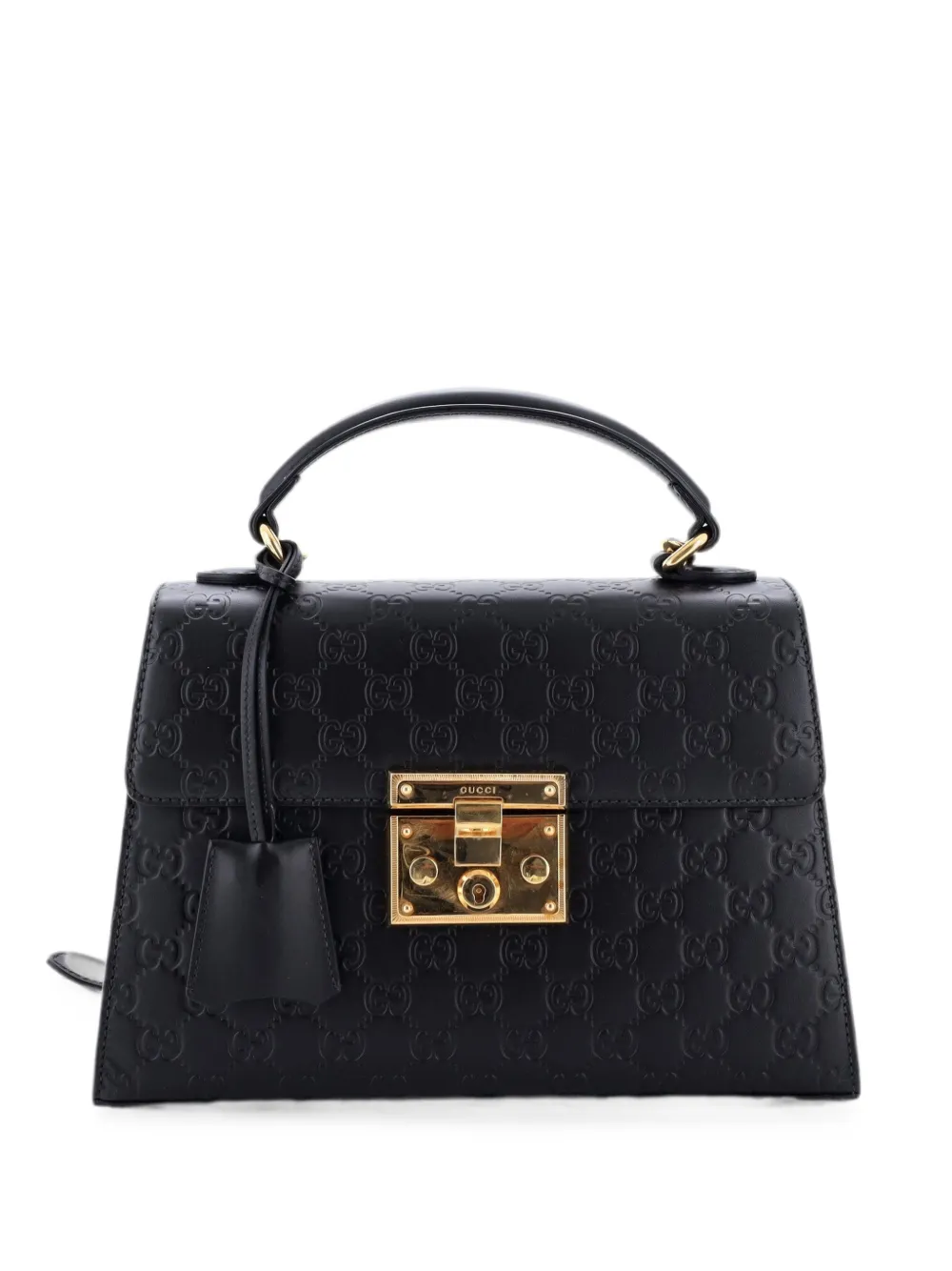 Gucci Pre-Owned Padlock Top Handle Bag Guccissima Leather Small shoulder bag - Black