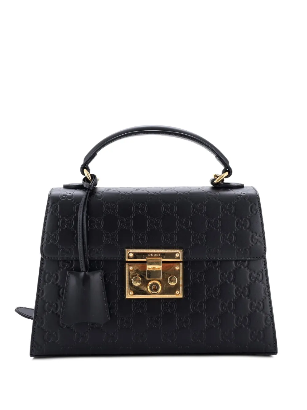 Gucci Pre-Owned Kleine Padlock Umhängetasche aus Leder mit Guccissima-Muster - Schwarz