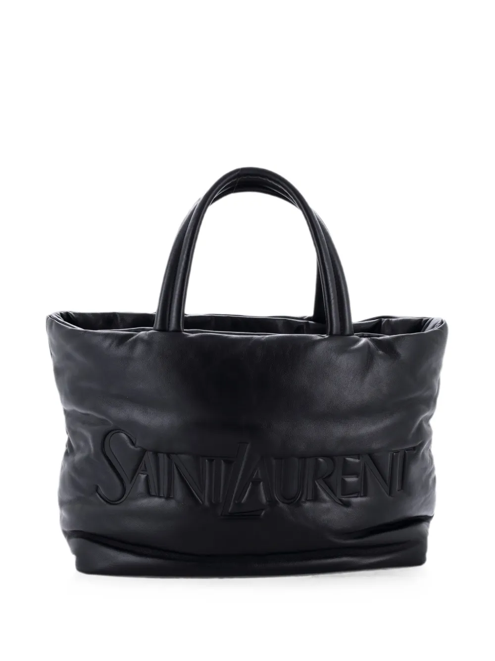 Saint Laurent Pre-Owned Borsa tote imbottita in pelle con logo goffrato - Nero
