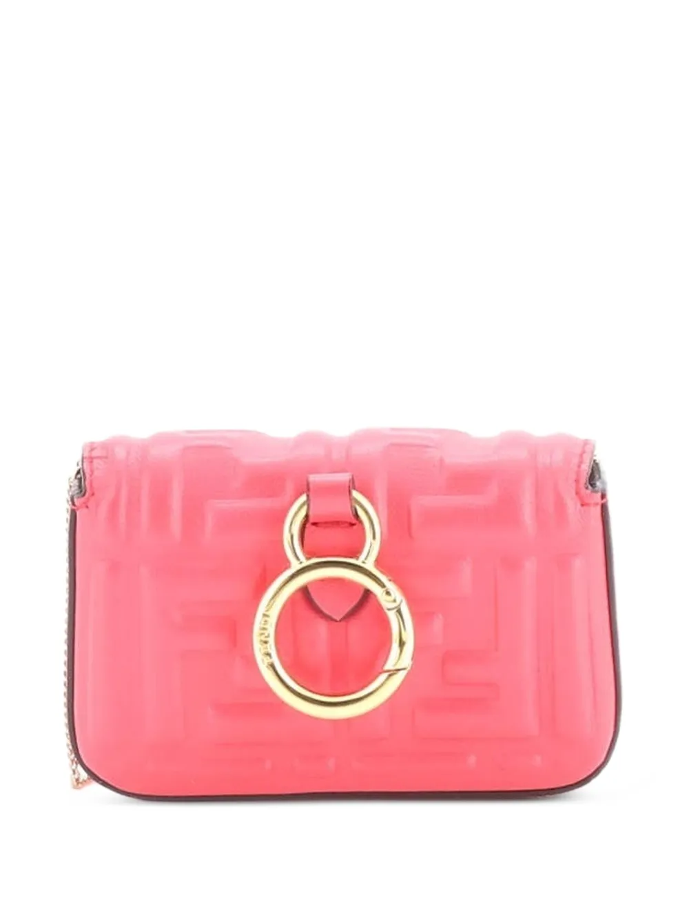 Fendi Pre-Owned Borsa a tracolla Nano con catena in pelle goffrata - Rosa