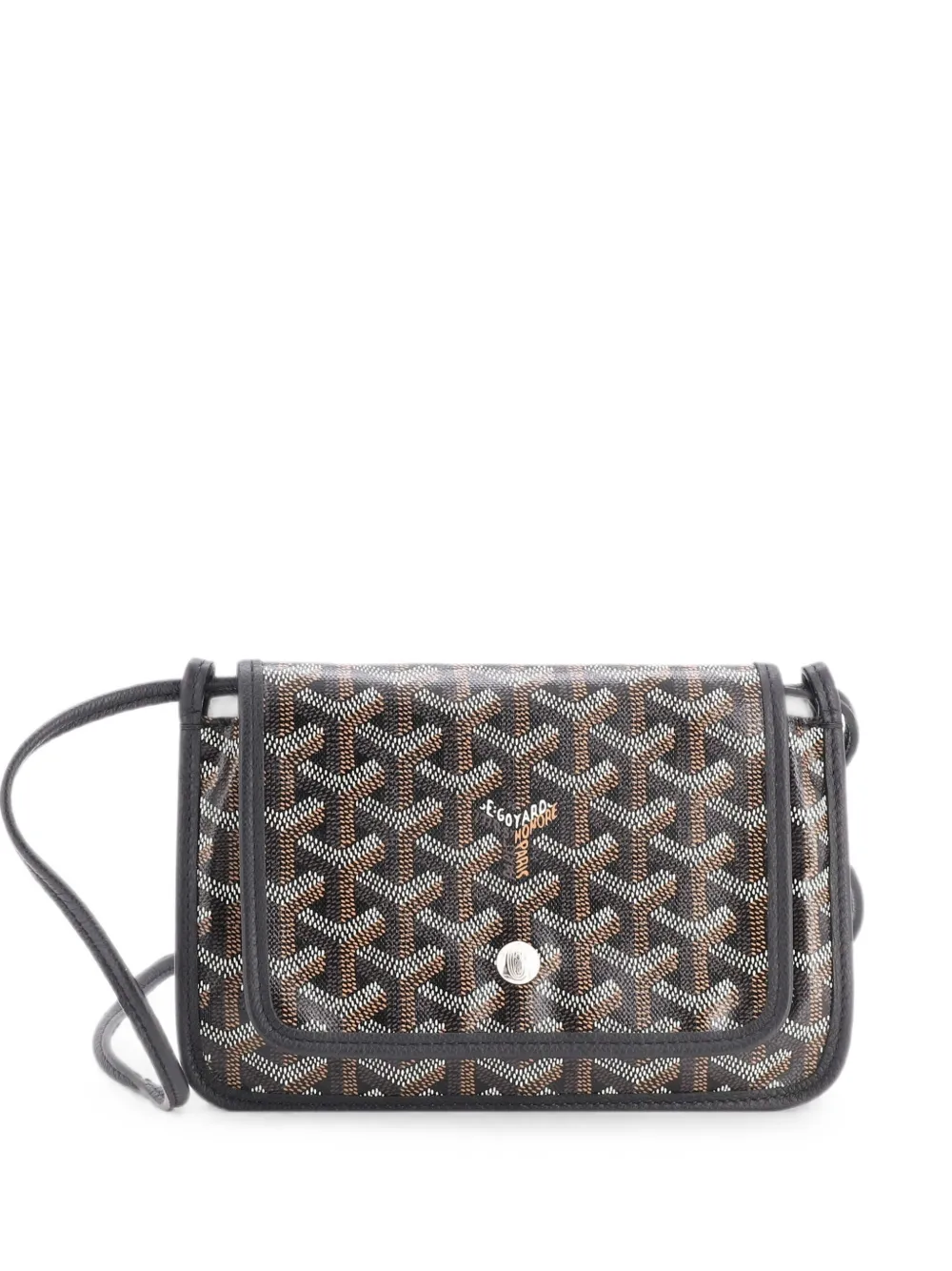 Pre-owned Goyard Plumet Clutch Wallet Coated Canvas Crossbody Bag In Black