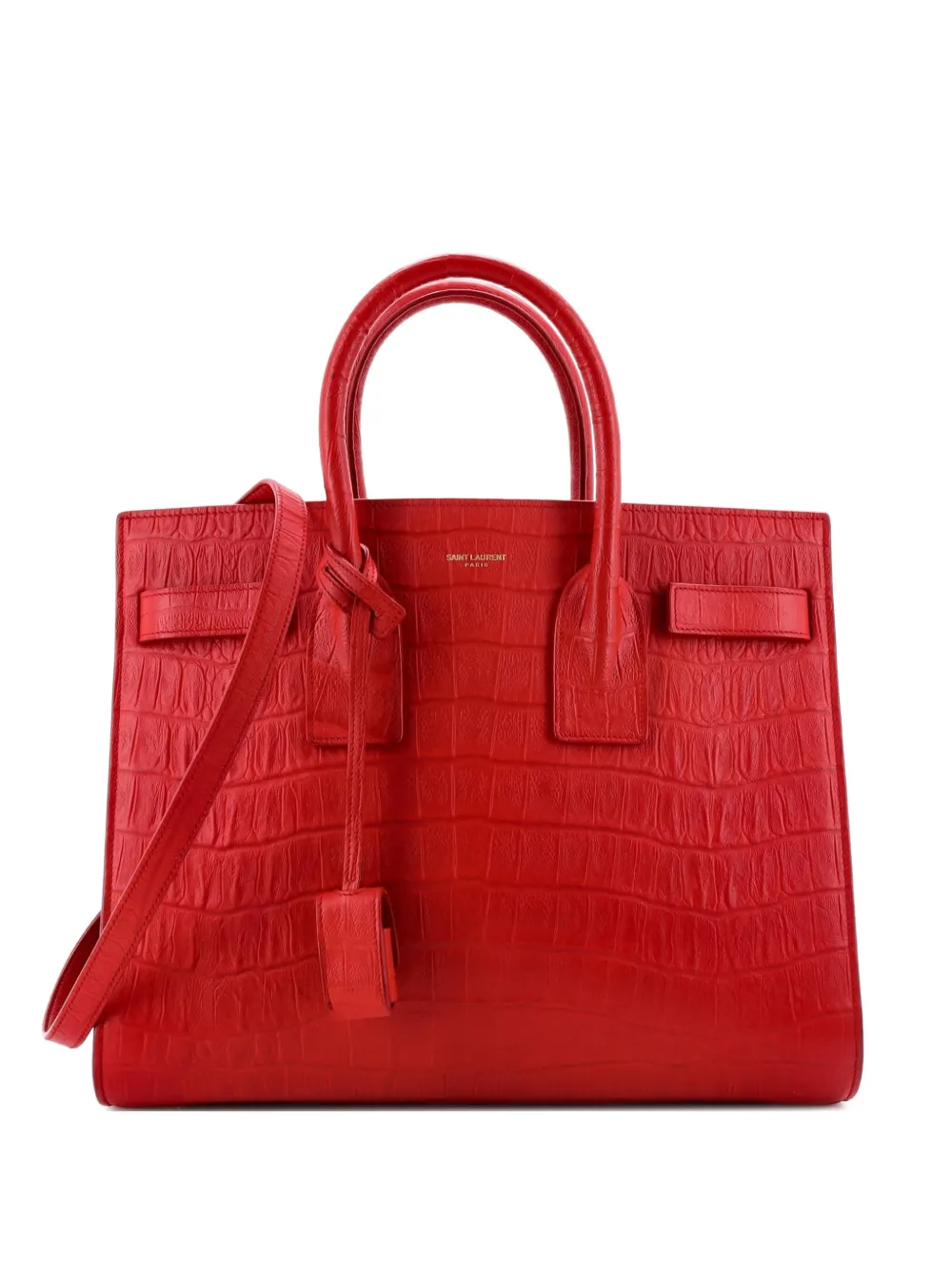 Saint Laurent Pre-Owned Kleine Sac de Jour NM Satchel-Tasche mit Kroko-Prägung - Rot