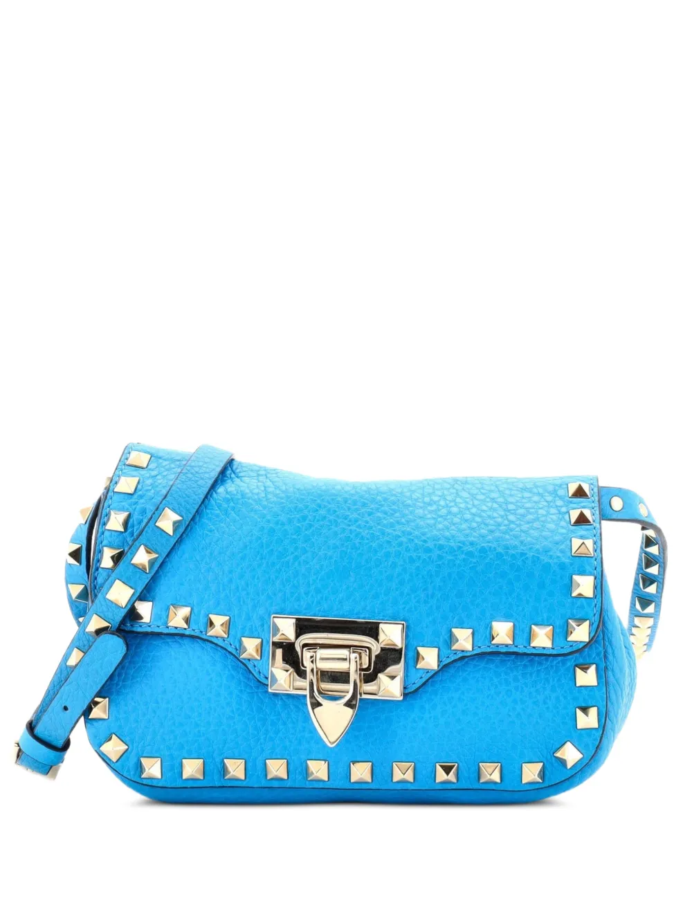 Valentino Garavani Pre-Owned Borsa a tracolla Rockstud Flip Lock mini in pelle con battente - Blu