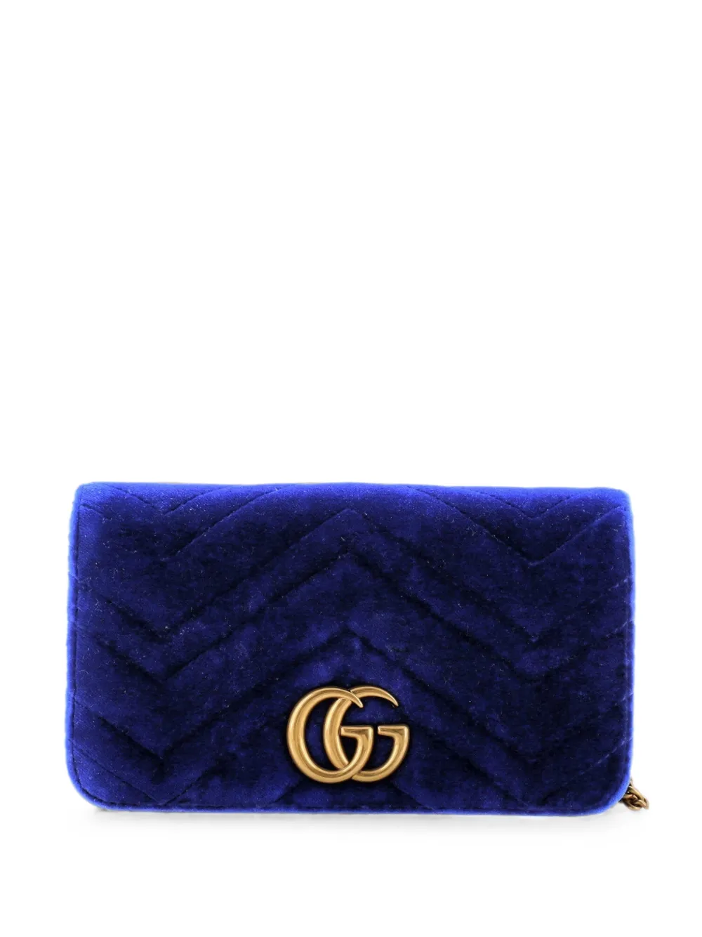 Gucci Pre-Owned GG Marmont Chain Flap Bag Matelasse Velvet Mini crossbody bag - Blue