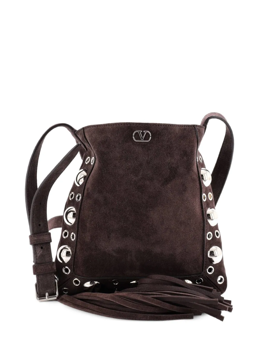 Valentino Garavani Pre-Owned Borsa a tracolla Nellcote piccola in pelle con borchie - Marrone