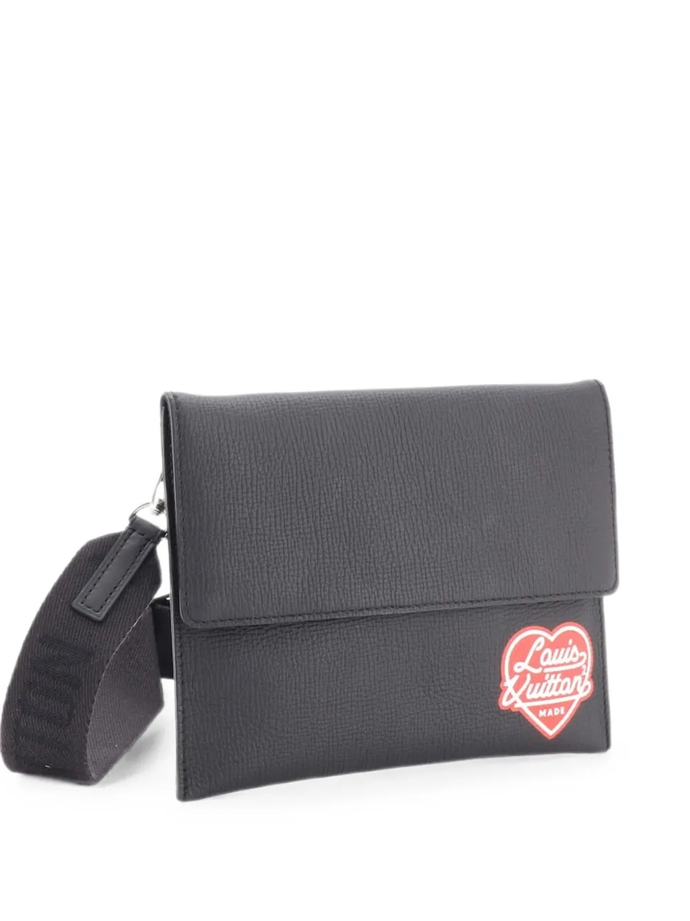 Pre-owned Louis Vuitton Nigo Trio Messenger Pouch Monogram Denim And Taurillon Leather Clutch Bag In Black