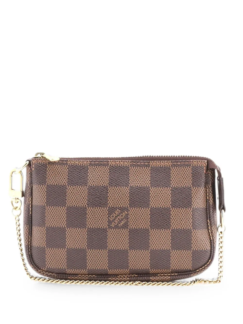 Pre-owned Louis Vuitton Pochette Accessoires Damier Mini Clutch Bag In Brown
