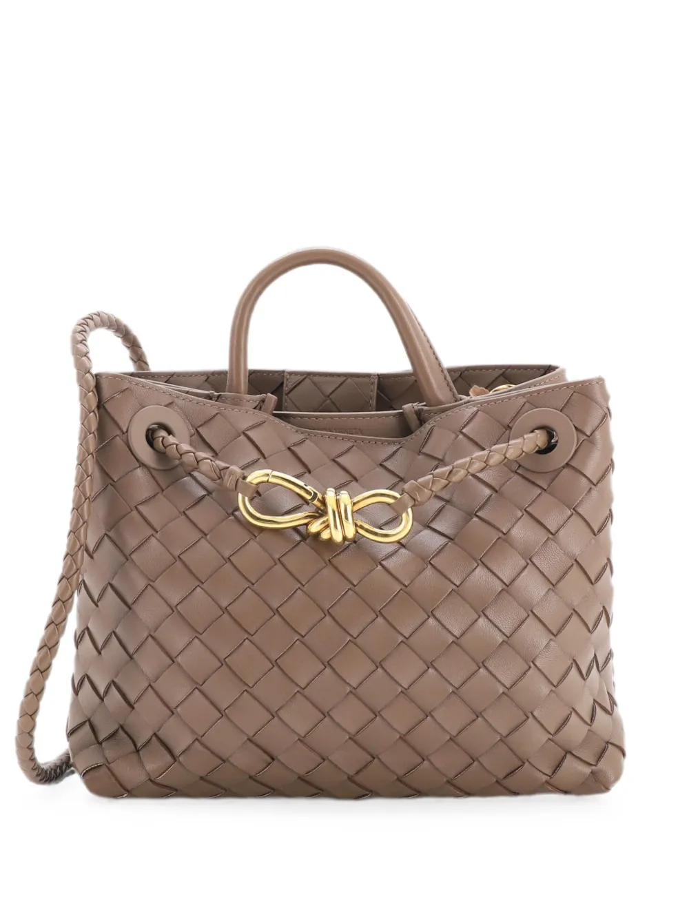 Pre-owned Bottega Veneta Andiamo Top Handle Bag Intrecciato Nappa Small Satchel In Brown