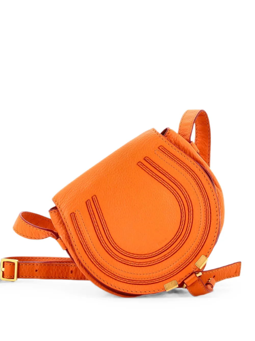 Pre-owned Chloé Marcie Leather Mini Crossbody Bag In Orange