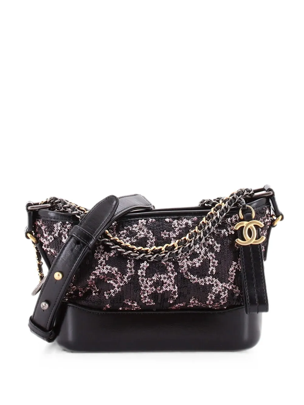 CHANEL Pre-Owned Gabrielle Logo Motif Sequins Small hobo bag - Black