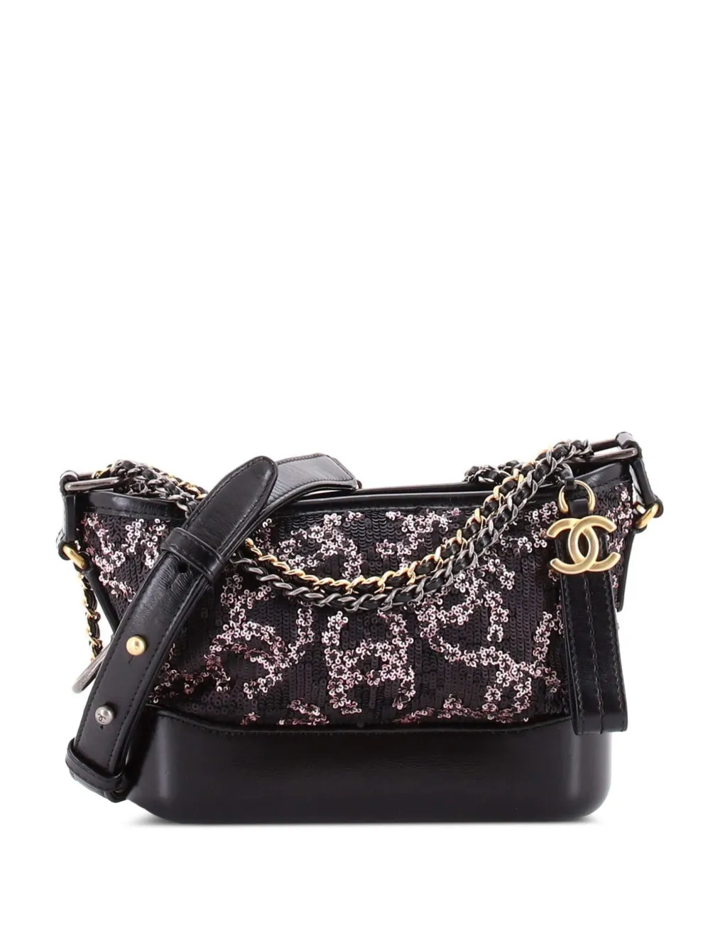 CHANEL Pre-Owned Borsa passepartout Gabrielle piccola con paillettes e logo - Nero