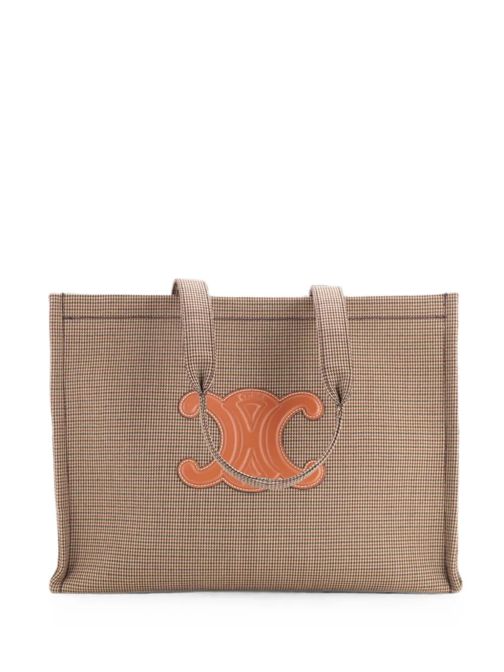 Pre-owned Celine Cabas Thais Fabric With Leather Large Tote Bag In Brown
