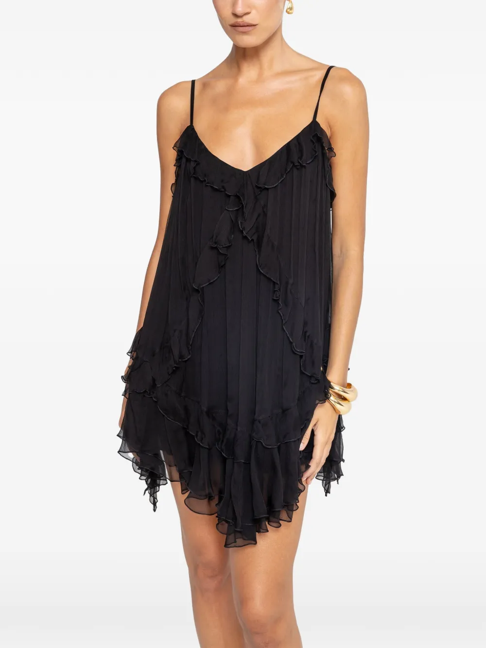 Nissa Open-back Silk Mini Dress In Black