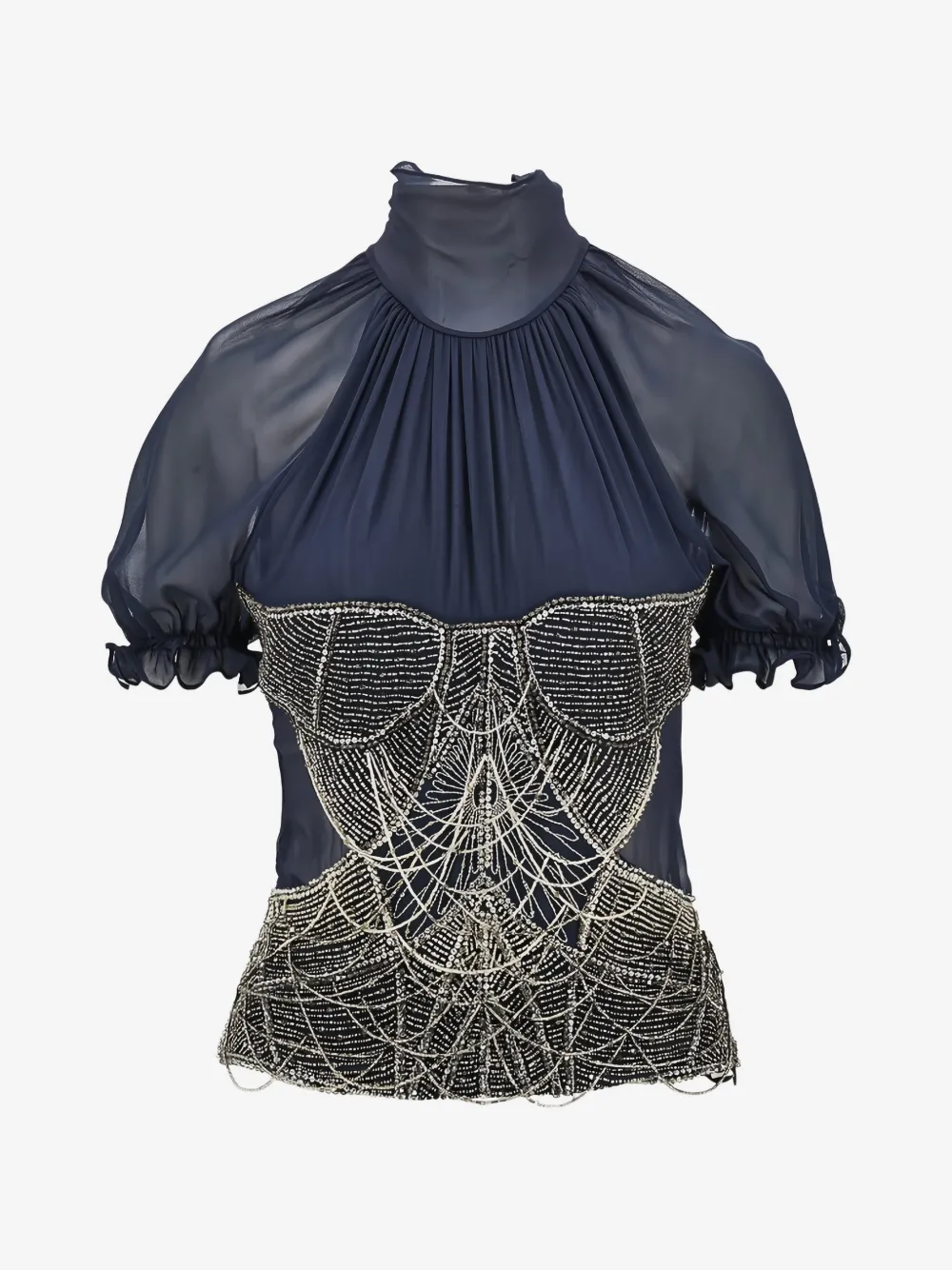 Bead-embellished Silk Top