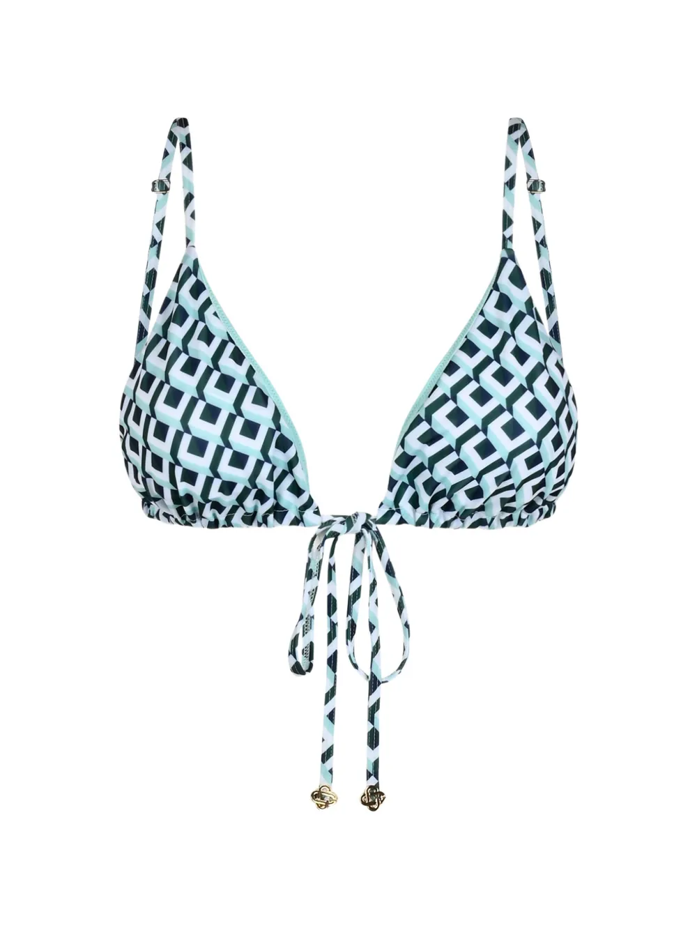 Casablanca green Cubist CC Monogram string bikini top - Grün