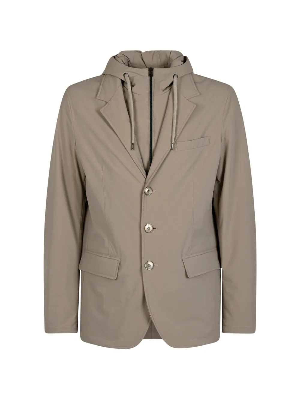 Herno Single-breasted Hooded Blazer In Nude