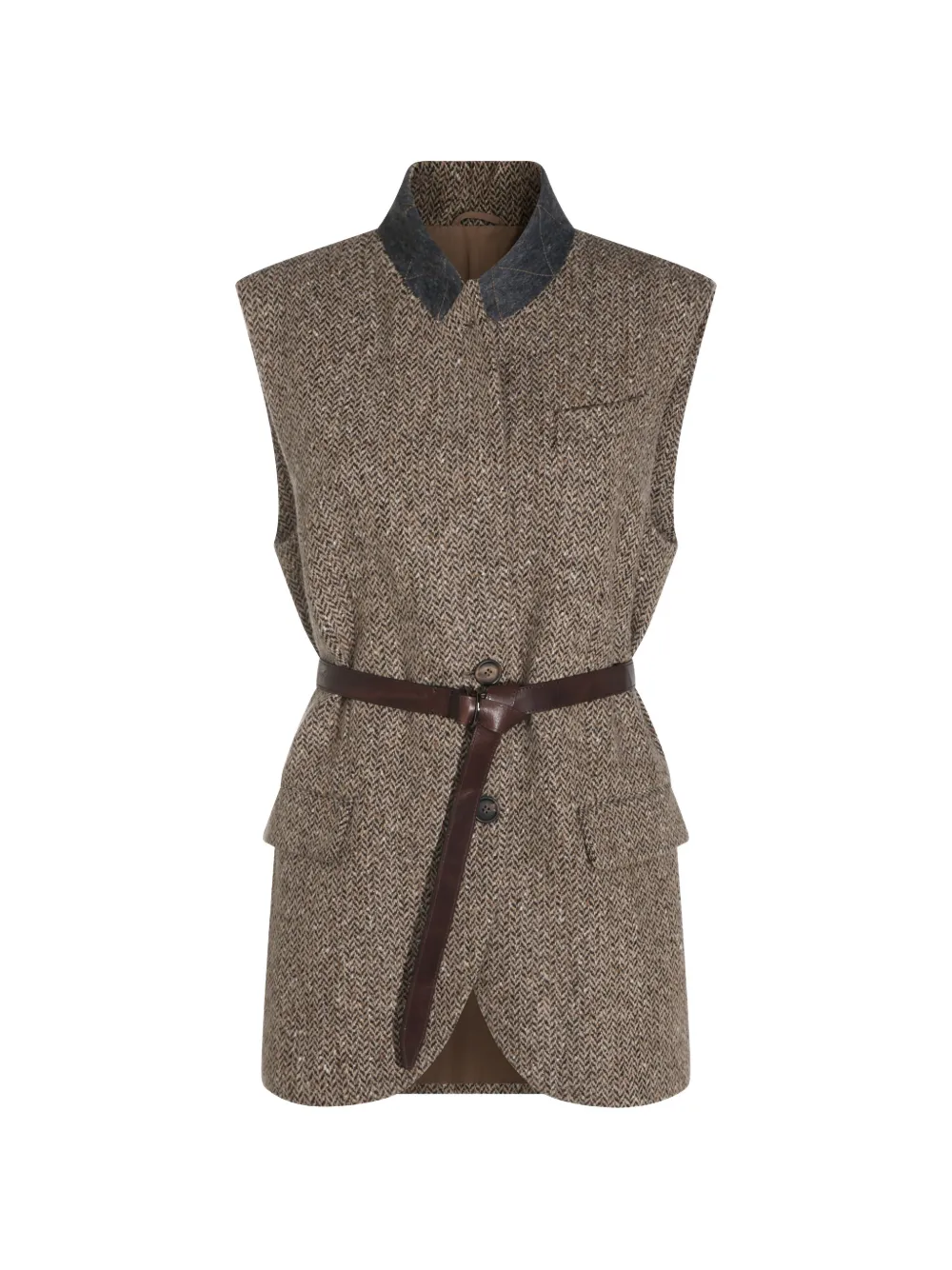 Brunello Cucinelli sequin-embellished belted gilet - Braun